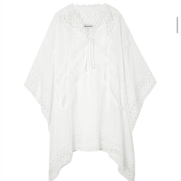 Self-Portrait Resort Collection White Sheer Lace Kaftan Cape Dress US 6 - Picture 15 of 15